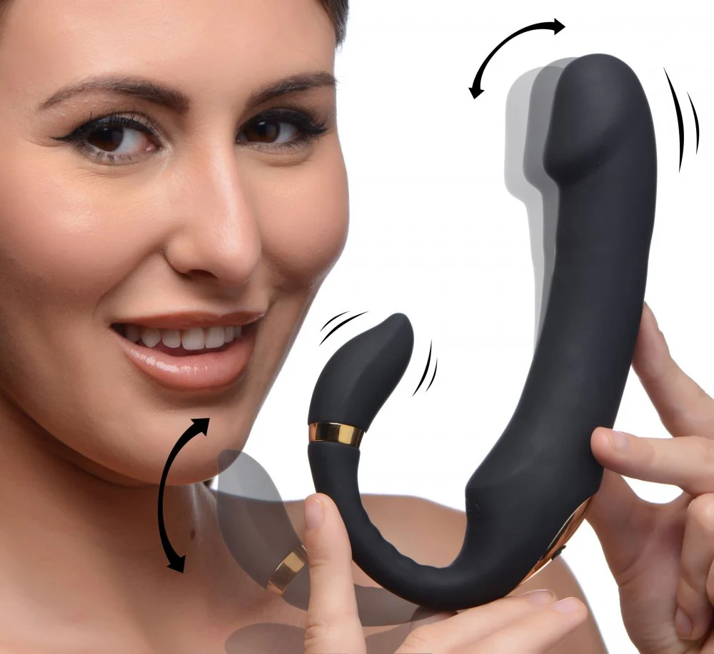 10X Pleasure Pose Come Hither Silicone Vibrator with Poseable Clit Stimulator - Image 2