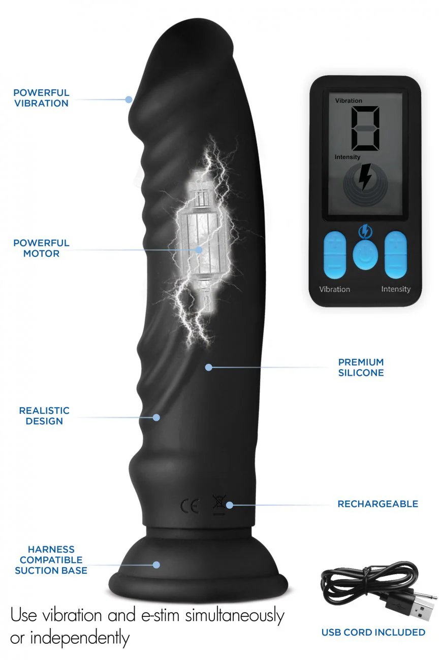 E-Stim Pro 5x Vibrating Dildo with Remote Control - Image 2