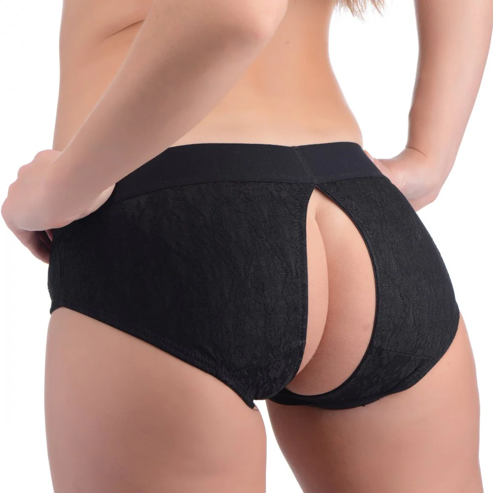 Lace Envy Black Crotchless Panty Harness - Image 3