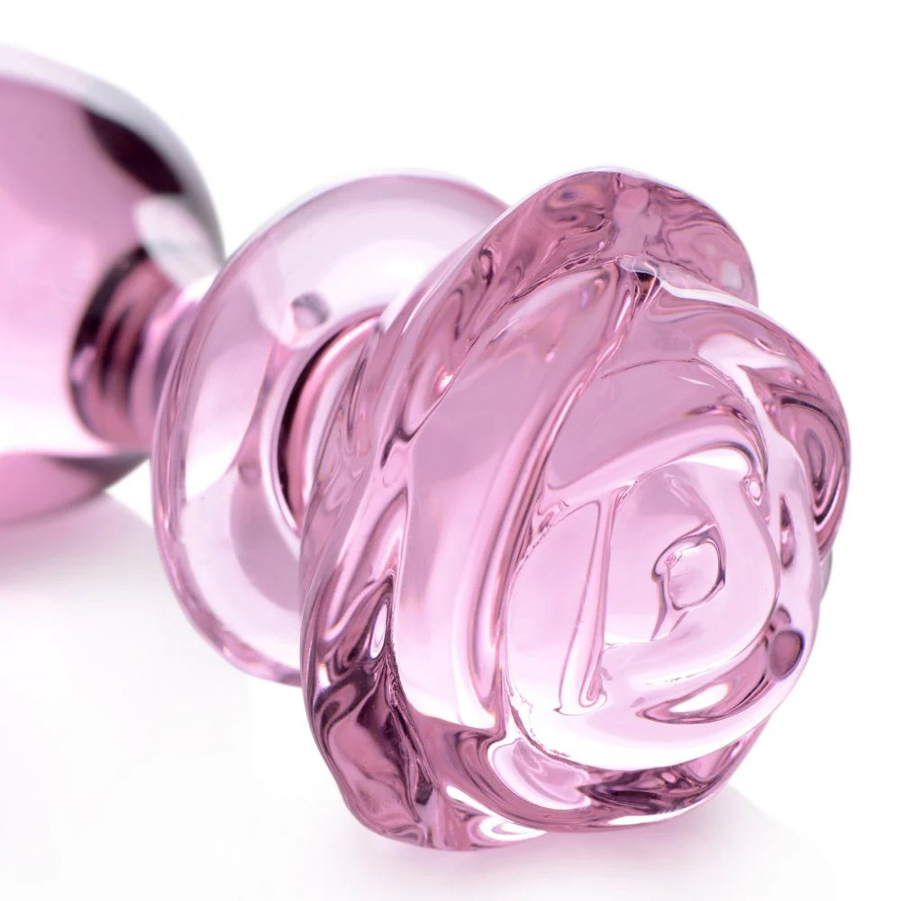 Pink Rose Glass Anal Plug - Image 5