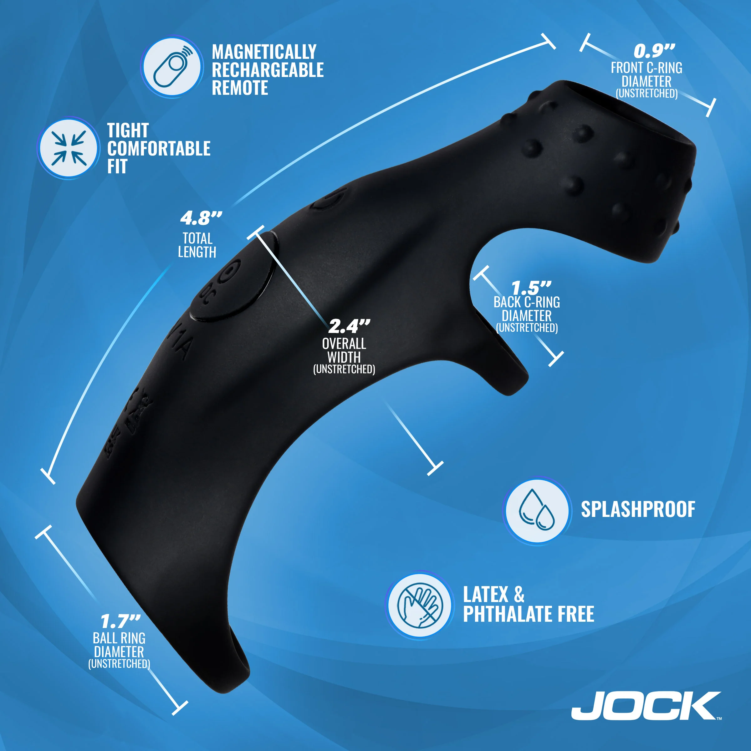 Rush Vibrating Penis Sleeve C-Ring w/ Remote - Image 4